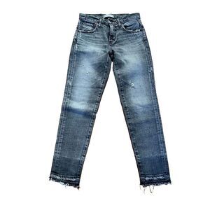 Moussy Vintage Jeans Womens 24‎ Blue Howa Distressed Japan Taper Stretch